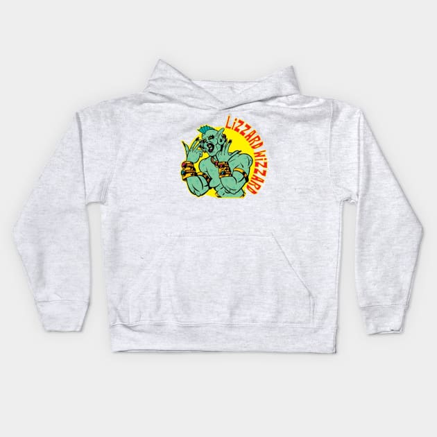 LIZZARD WIZZARD Kids Hoodie by nearmintpress